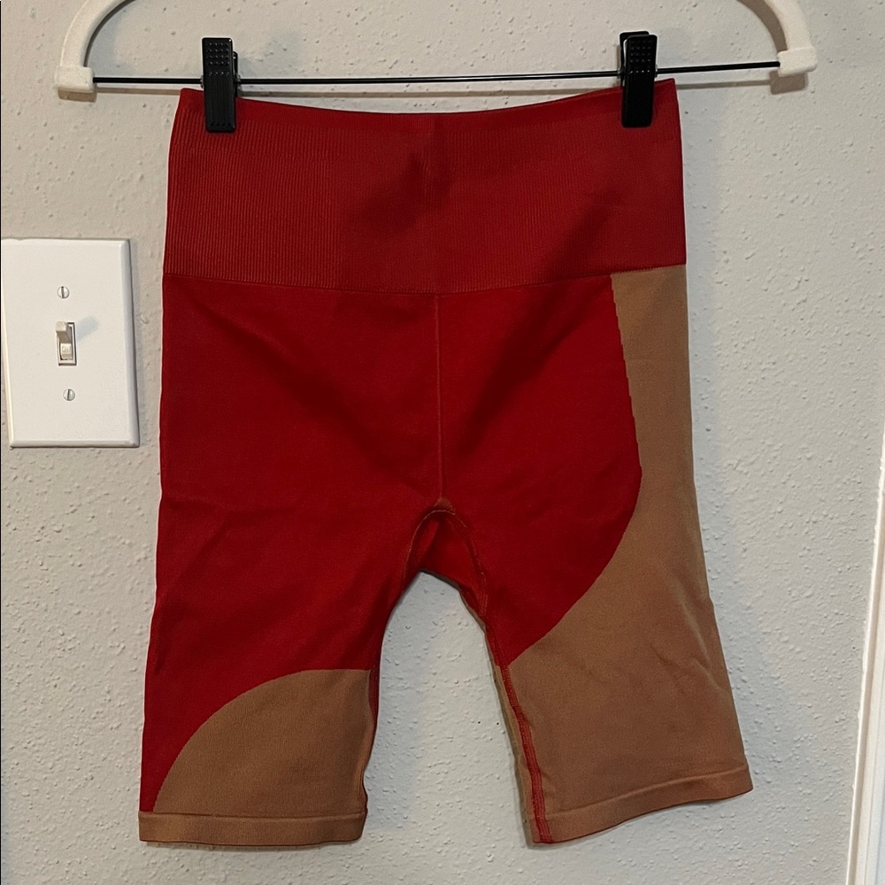 Fabletics Red and Tan Athletic Shorts